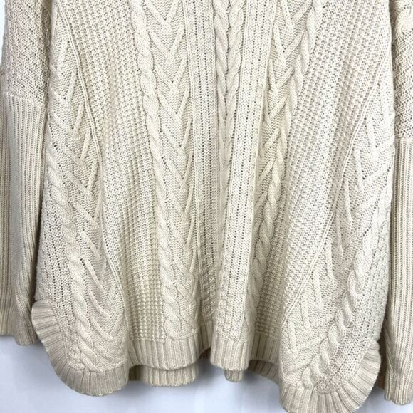 Natural Reflections V-Neck Sweater Oatmeal Cable Knit Fisherman’s Preppy Size XL - Picture 9 of 16